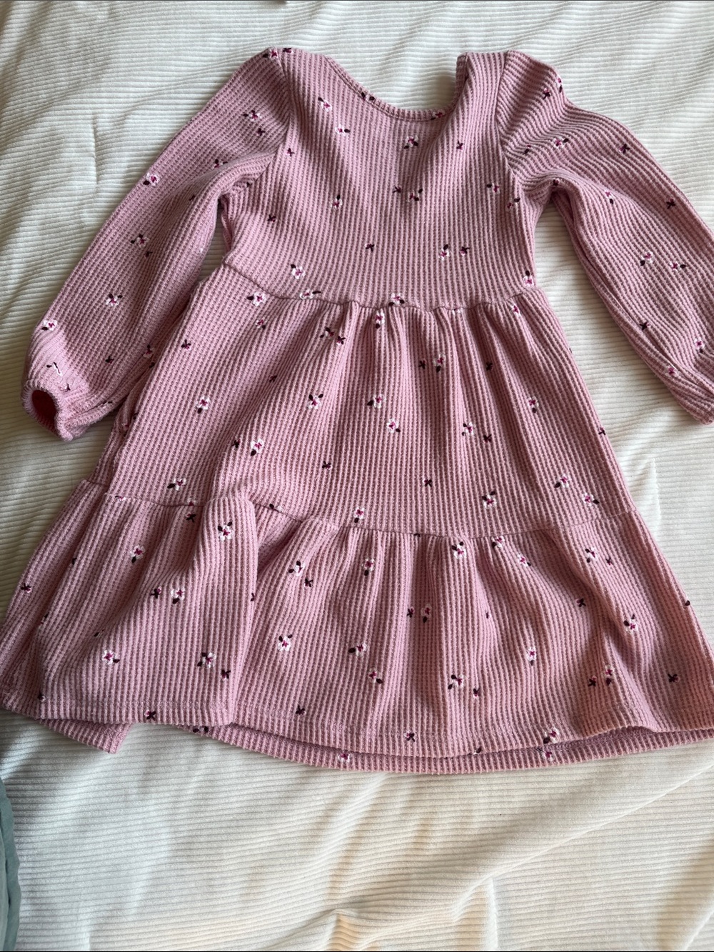 *EUC* Cat & Jack Mauve Pink Floral Ribbed Long-Sleeve Kids Dress 4T